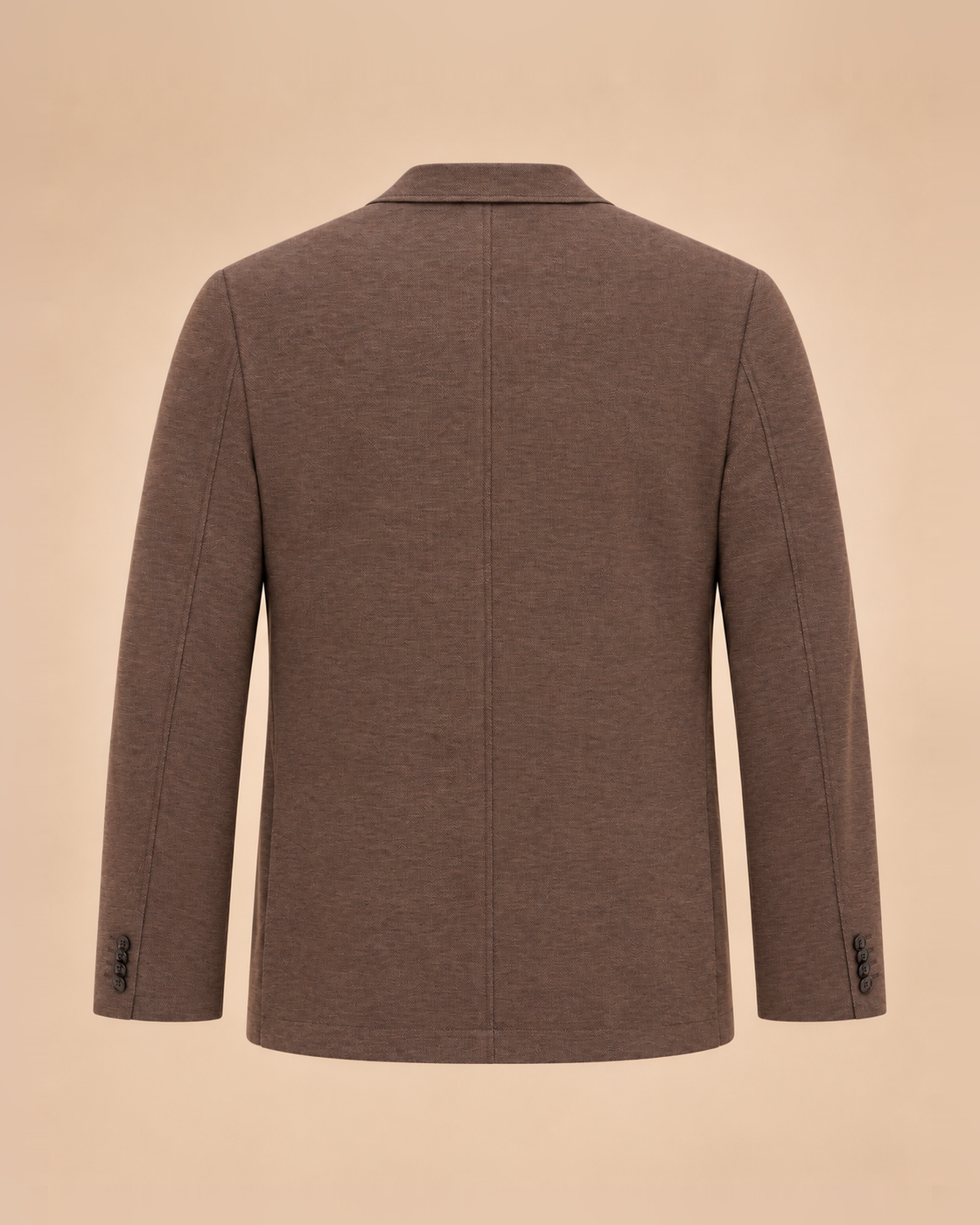 Taupe brown melange blazer with patch pockets – back
