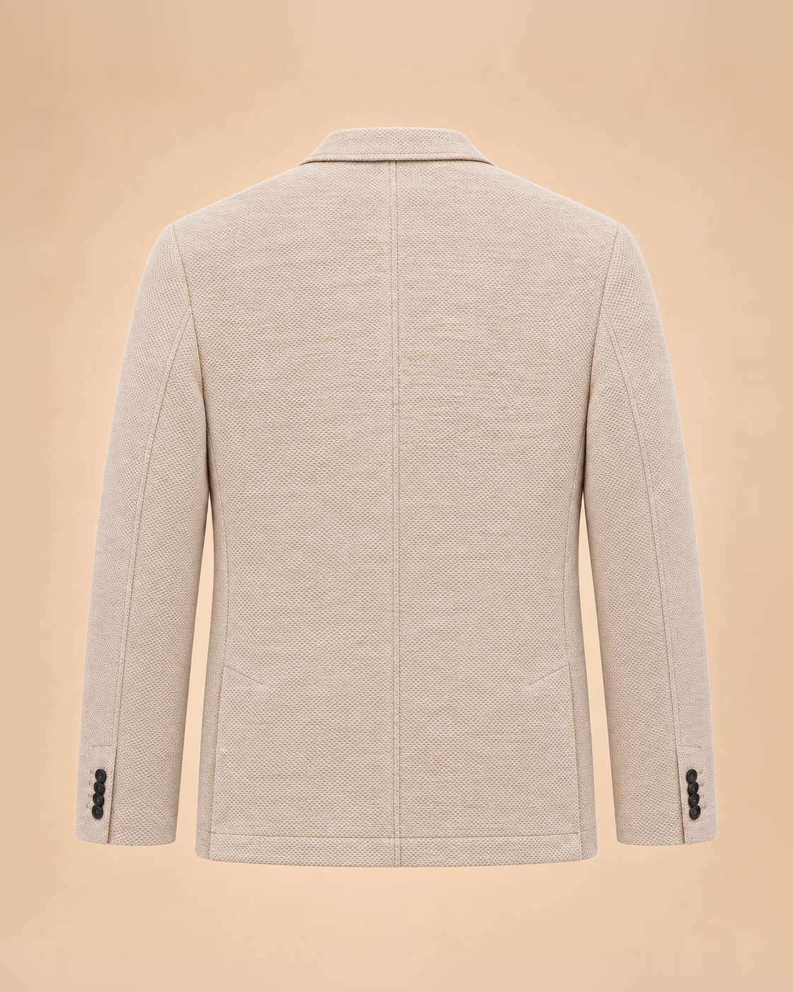 Cream textured blazer with zip-up bib – back