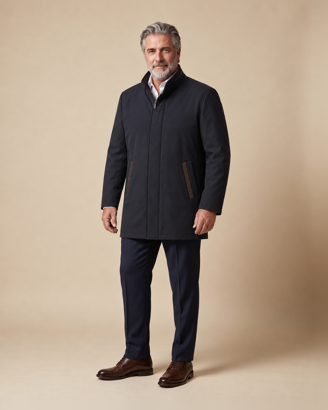 Midnight blue stand-collar jacket — EXTRA LARGE