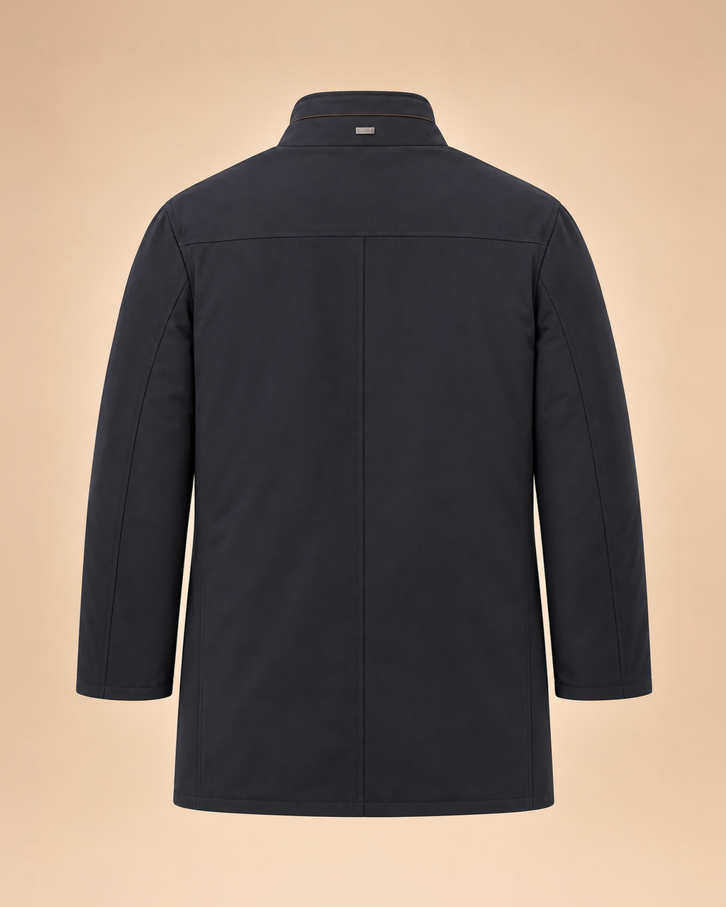 Giaccone blu notte con collo alto – retro