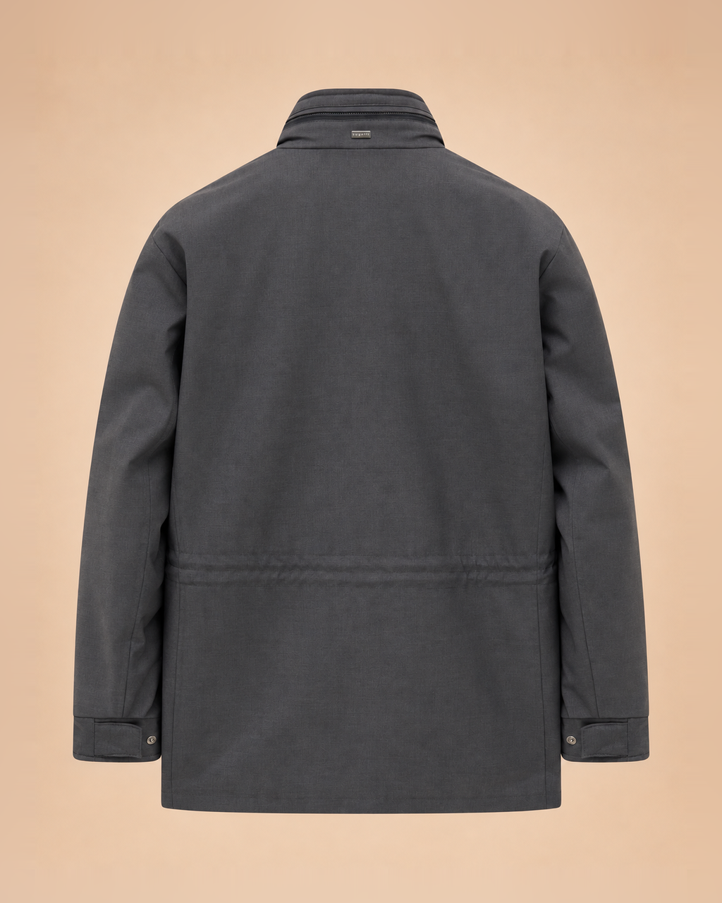 Chaquetón gris con capucha escondida – trasero