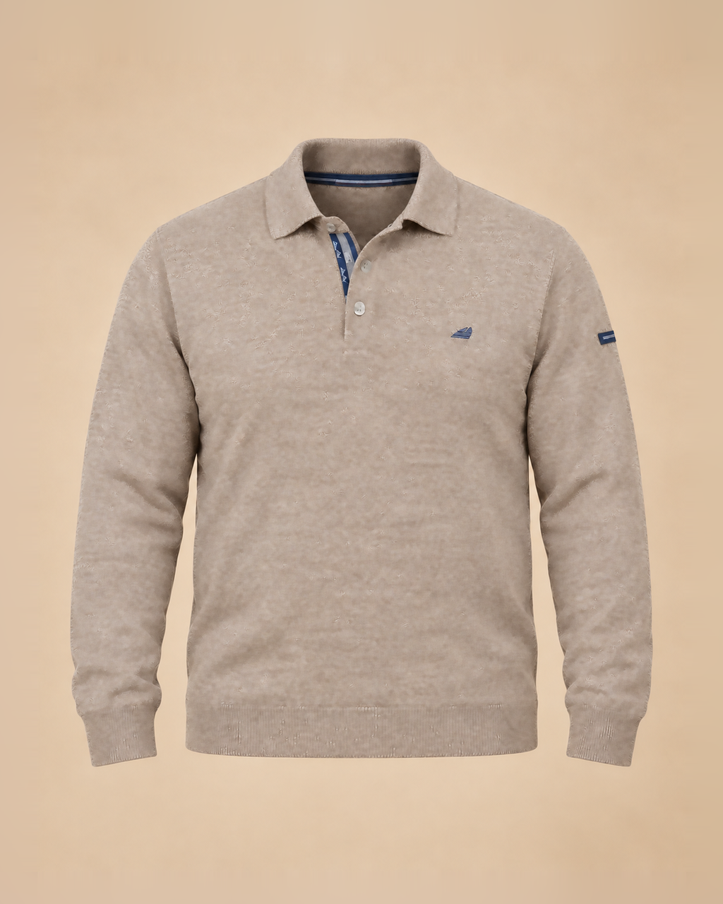 Jersey polo beige melange – delantero