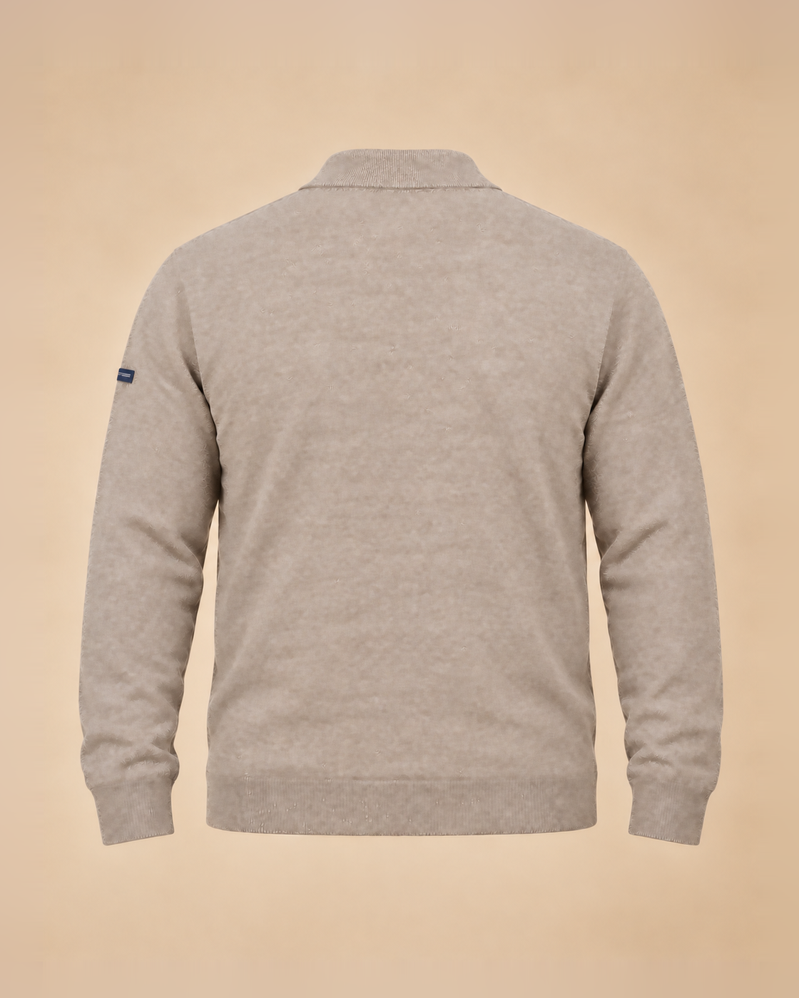 Beige melange polo-collar sweater – back