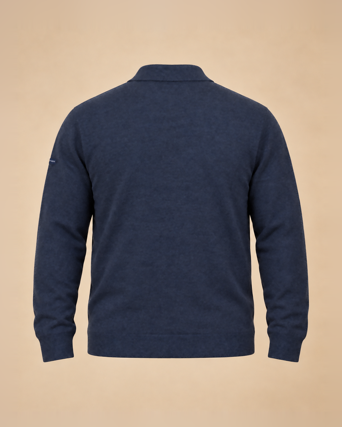 Navy melange polo-collar sweater – back