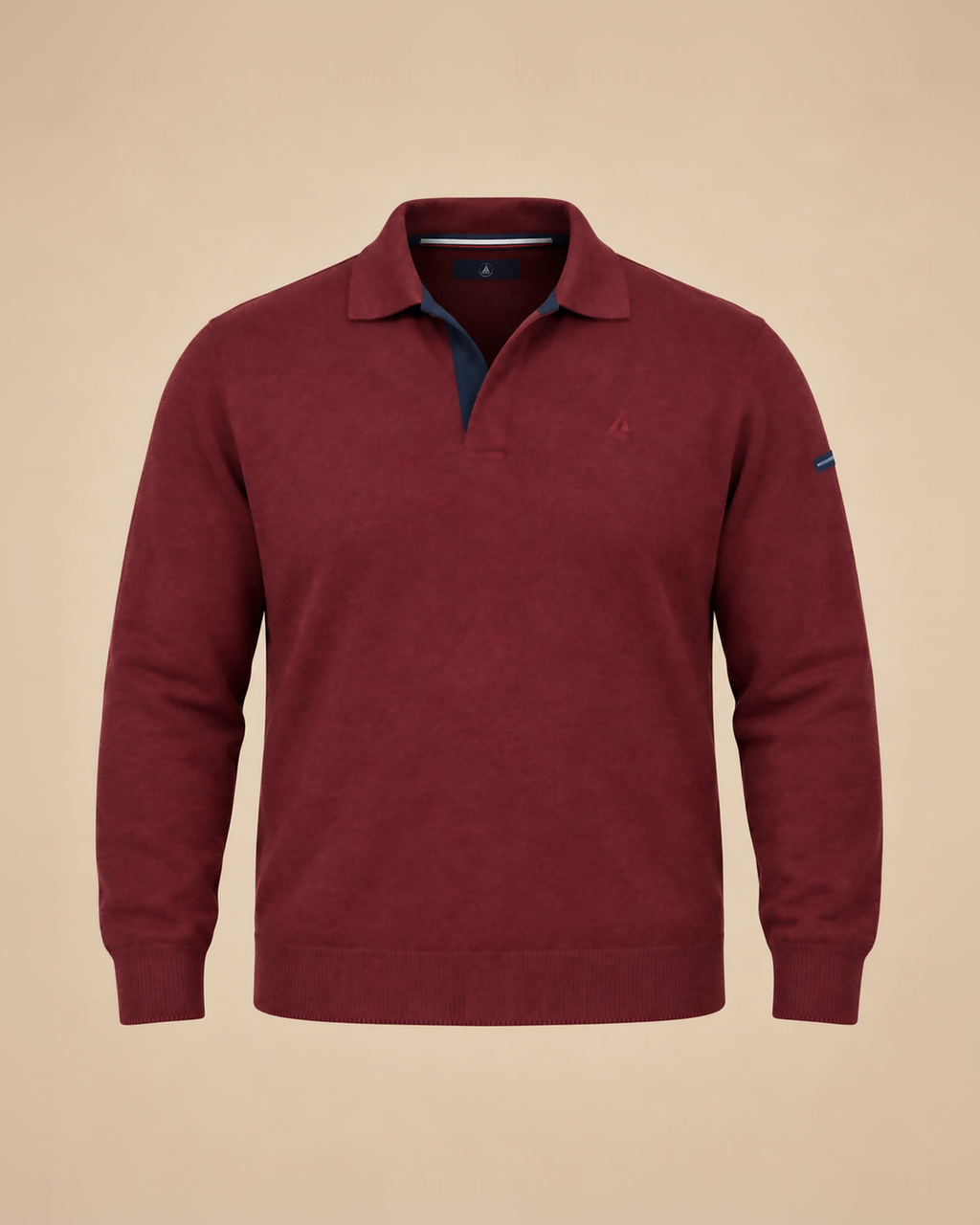 Maglione polo bordeaux mélange – fronte