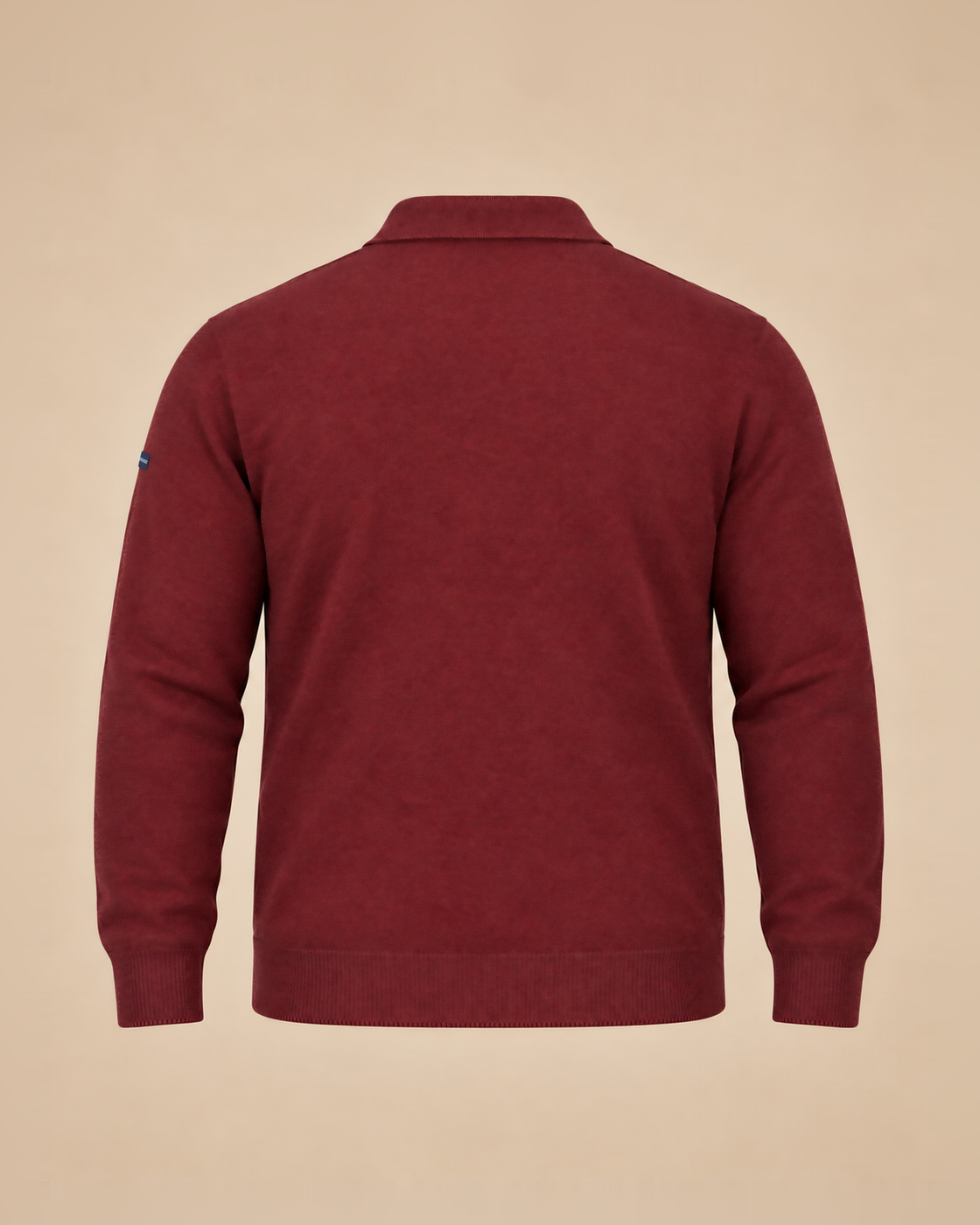 Burgundy melange polo-collar sweater – back