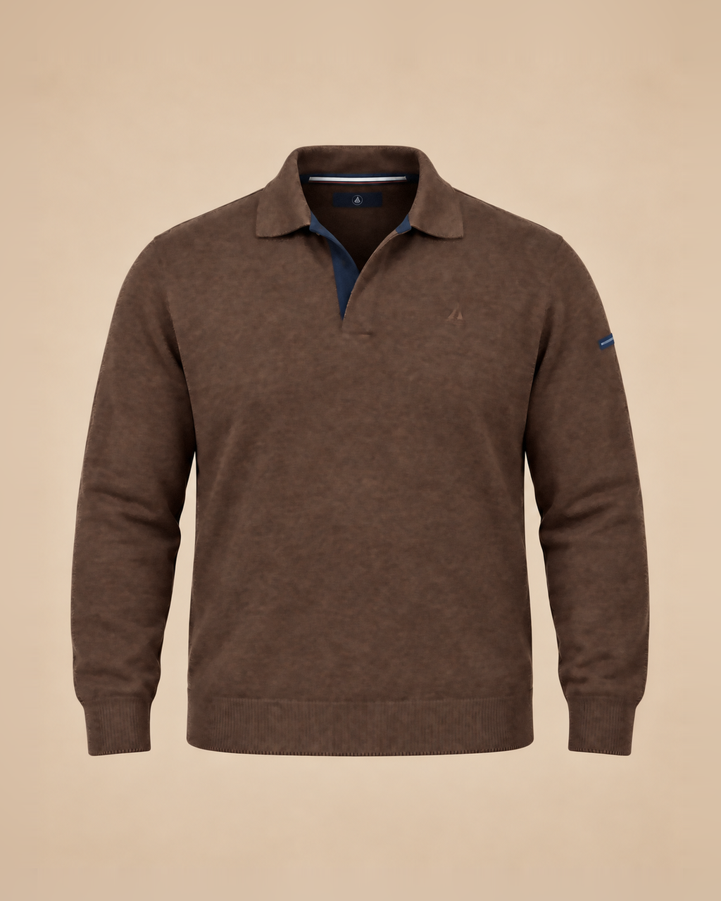 Jersey polo marrón melange – delantero