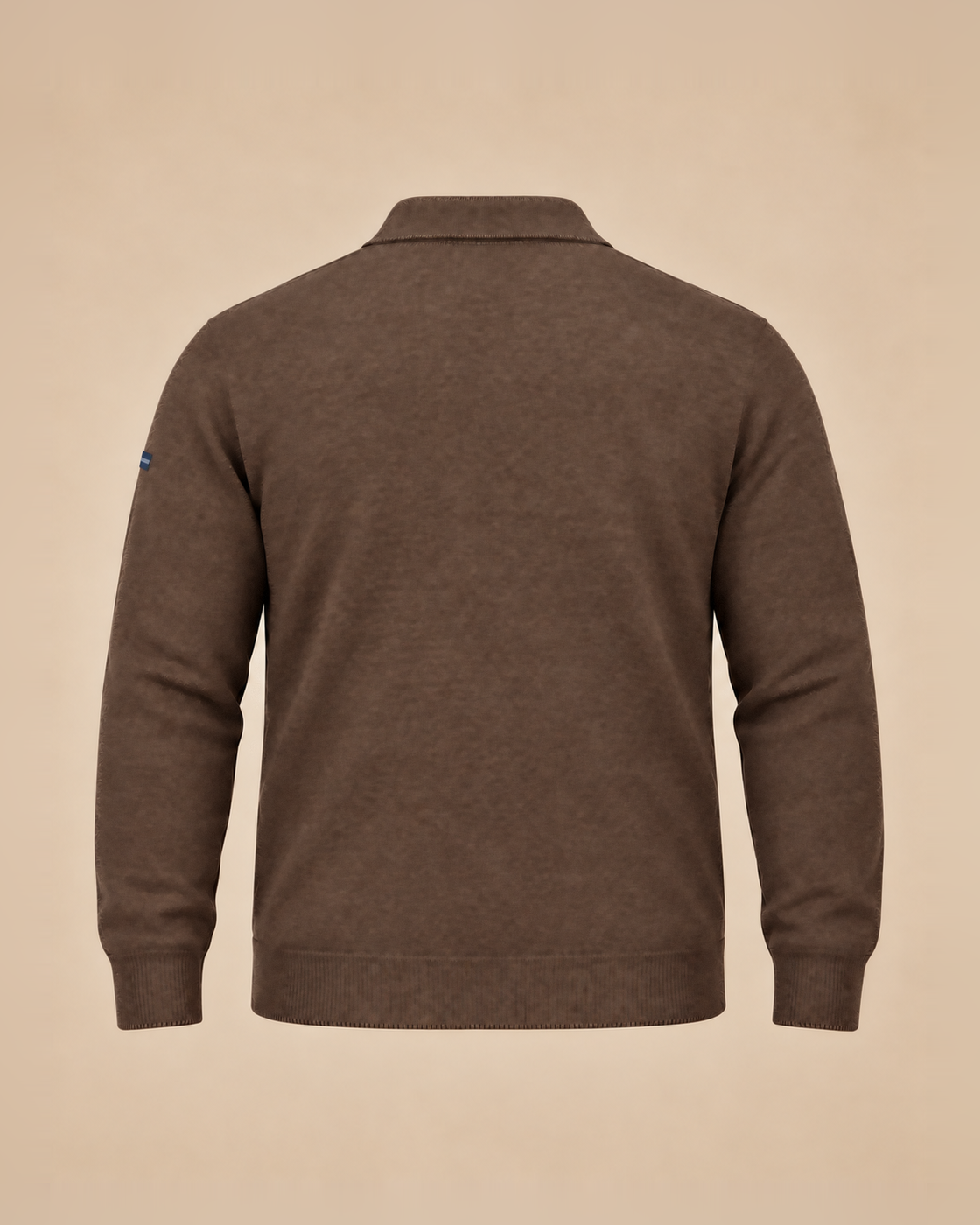 Brown melange polo-collar sweater – back