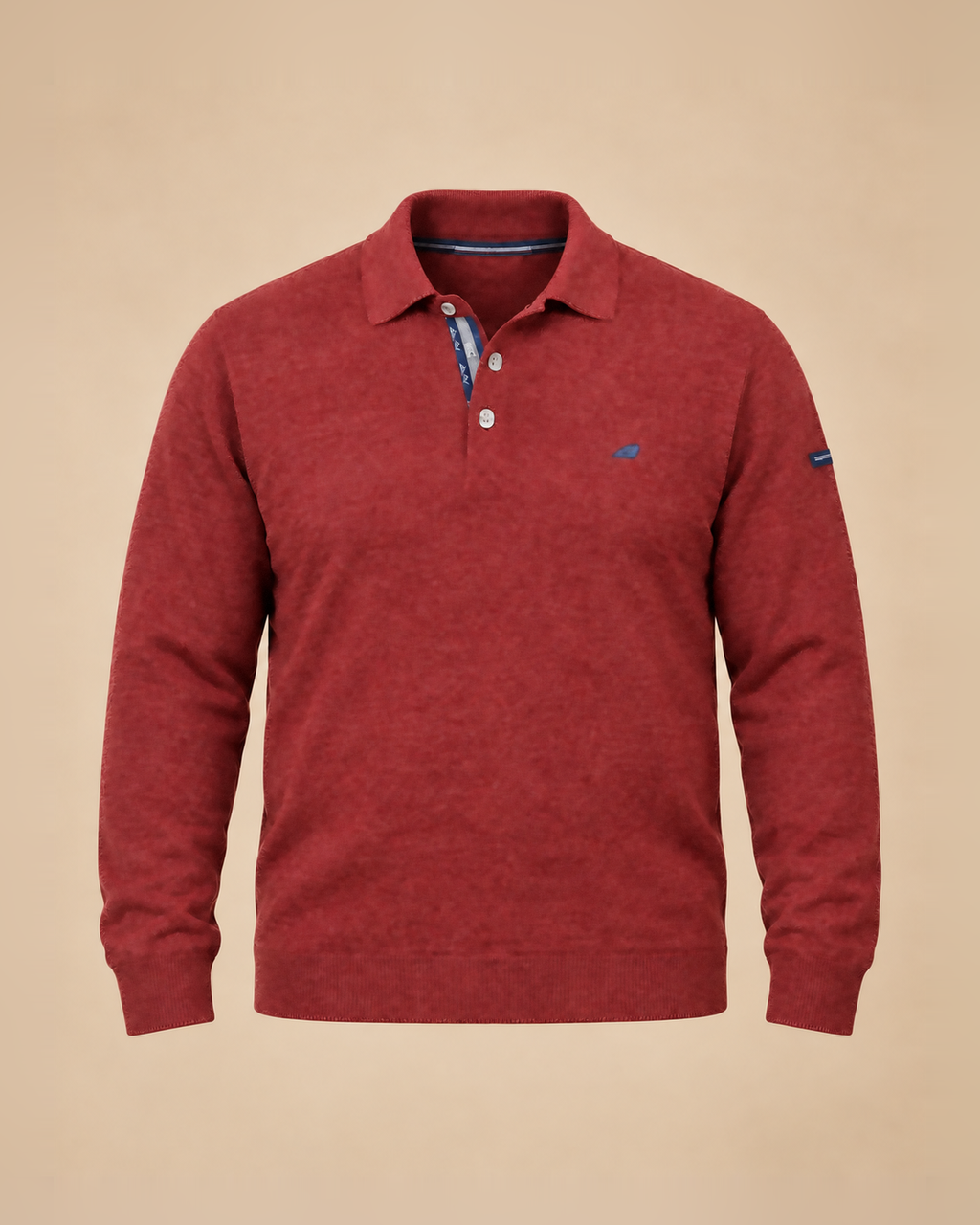 Maglione polo rosso mélange – fronte
