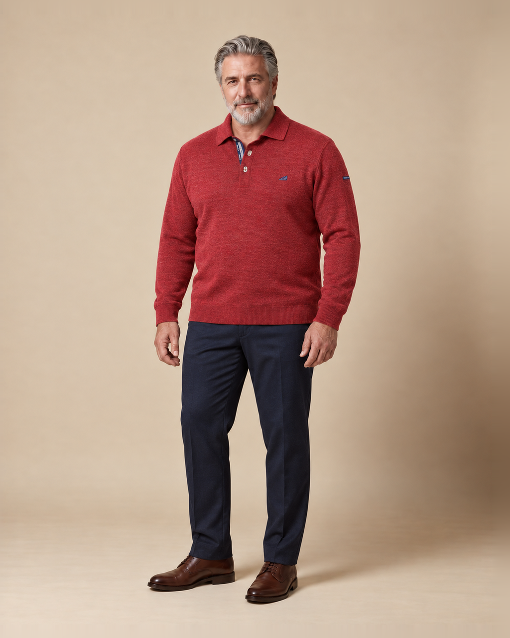 Maglione polo rosso mélange — EXTRA LARGE