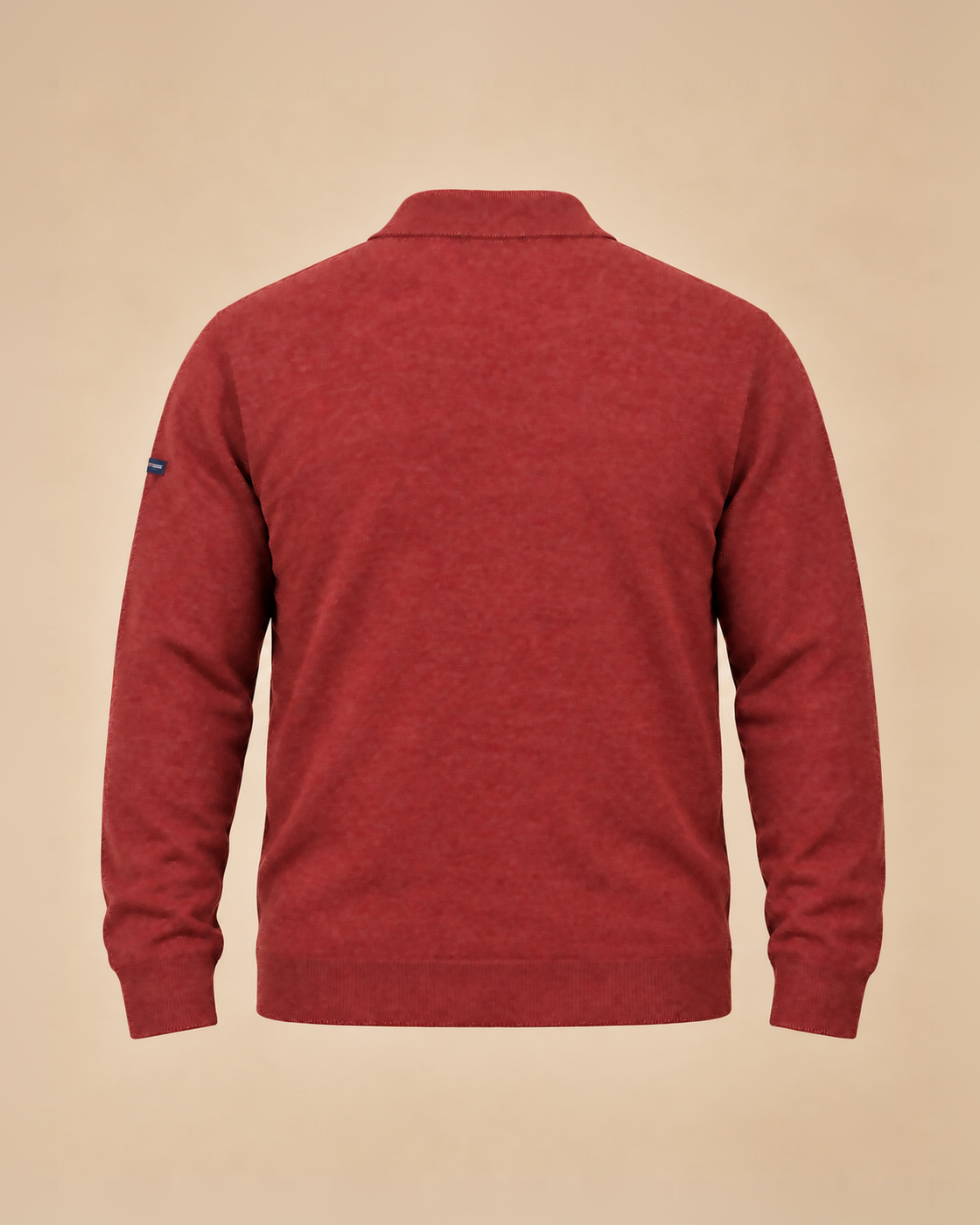 Red melange polo-collar sweater – back