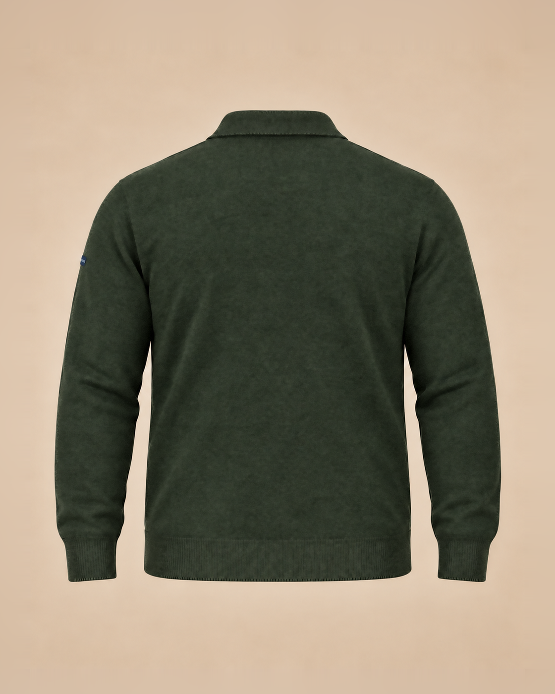 Forest green melange polo-collar sweater – back
