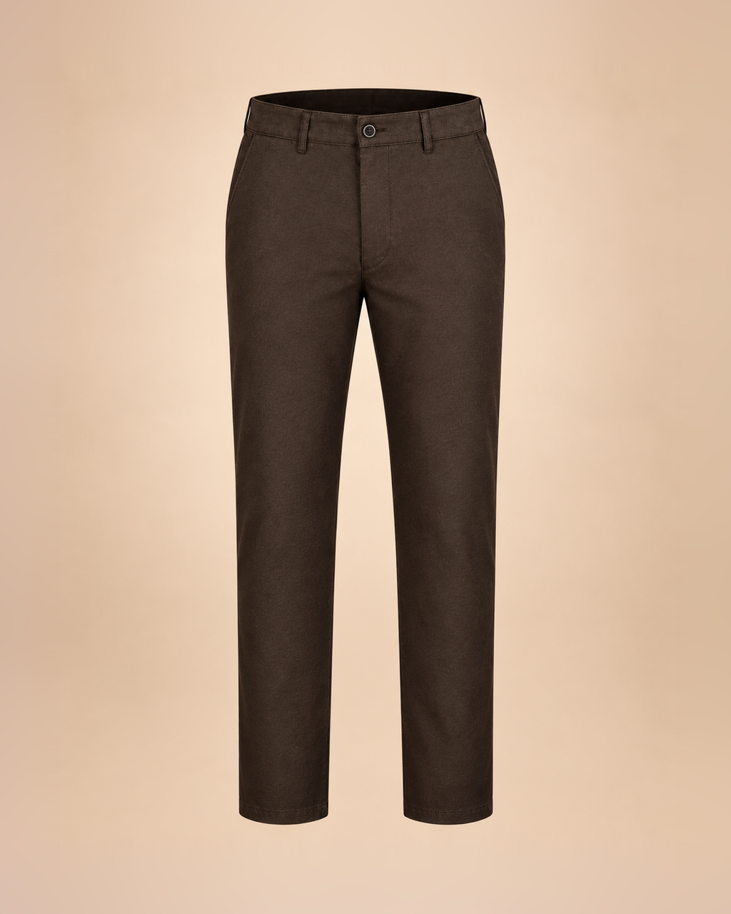 Pantalón marrón chocolate de sarga – delantero