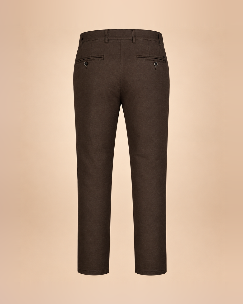 Pantalón marrón chocolate de sarga – trasero