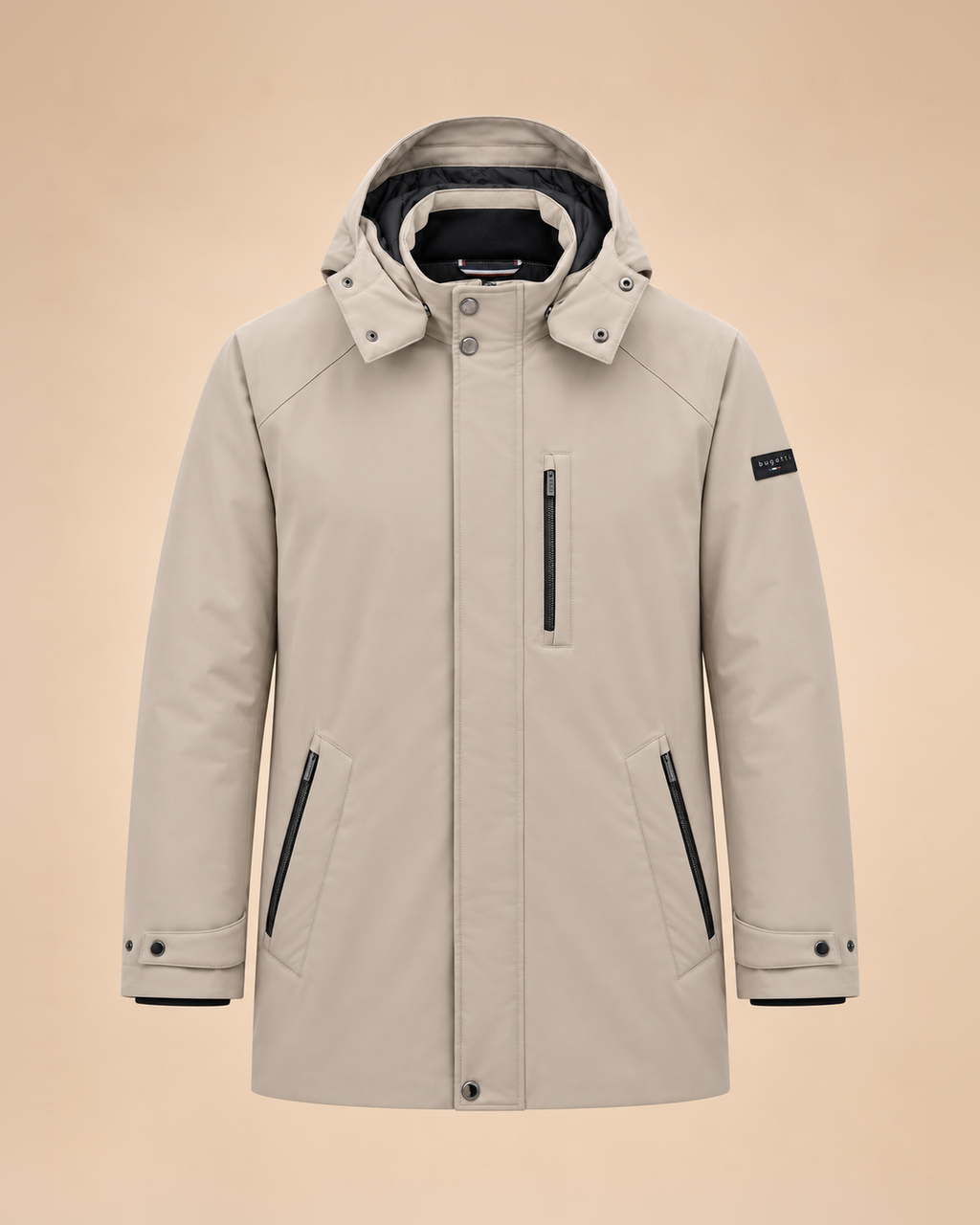 Parka beige pietra con cappuccio – fronte