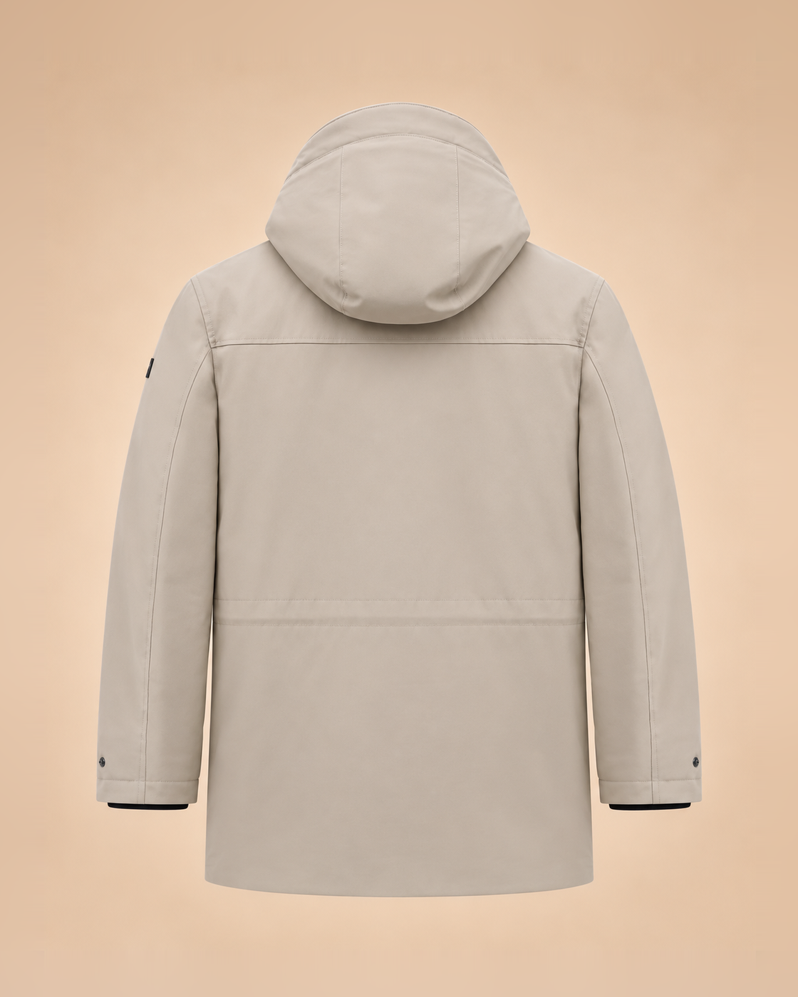 Stone beige hooded parka – back