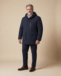 Parka blu navy con cappuccio e tasche a pattina — EXTRA LARGE