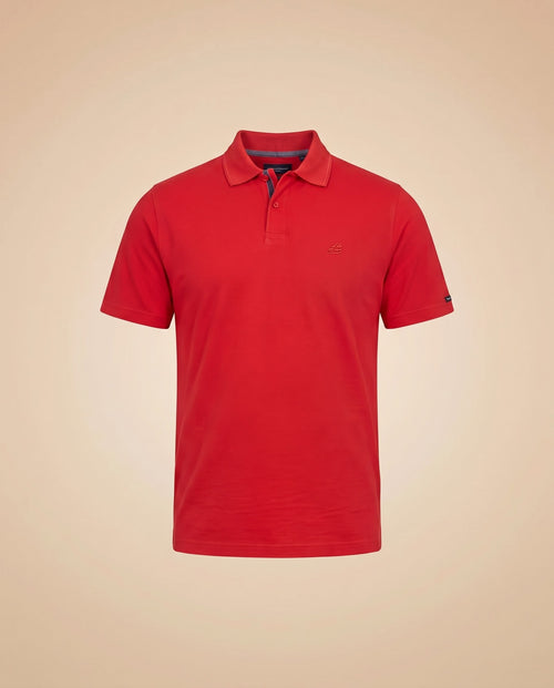 Bright red cotton polo shirt – front