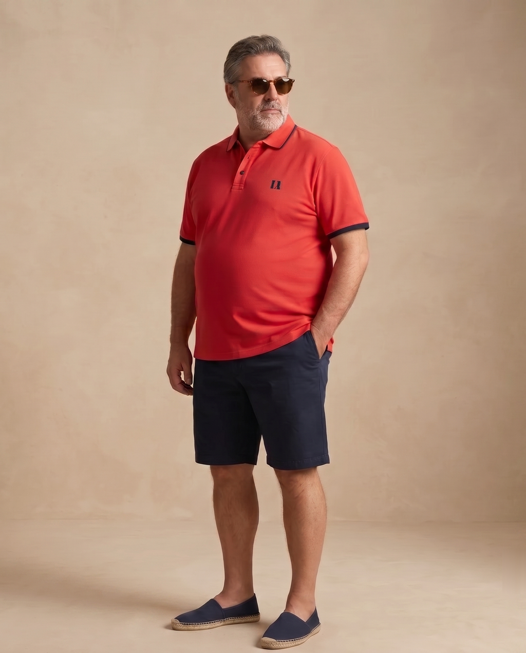 Polo rossa in piqué di cotone — EXTRA LARGE