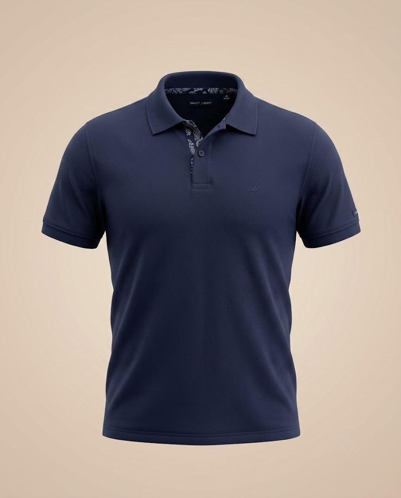 Polo blu navy in cotone – fronte