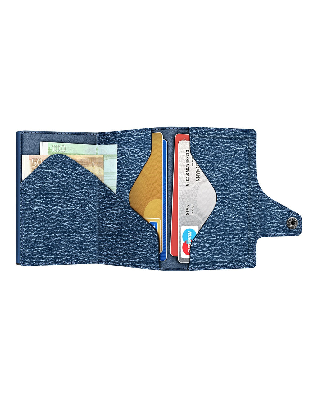 Portafoglio blu navy metallizzato – aperto