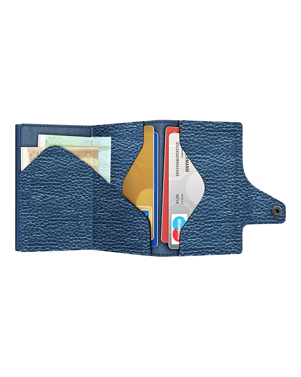 Portafoglio blu navy metallizzato – aperto