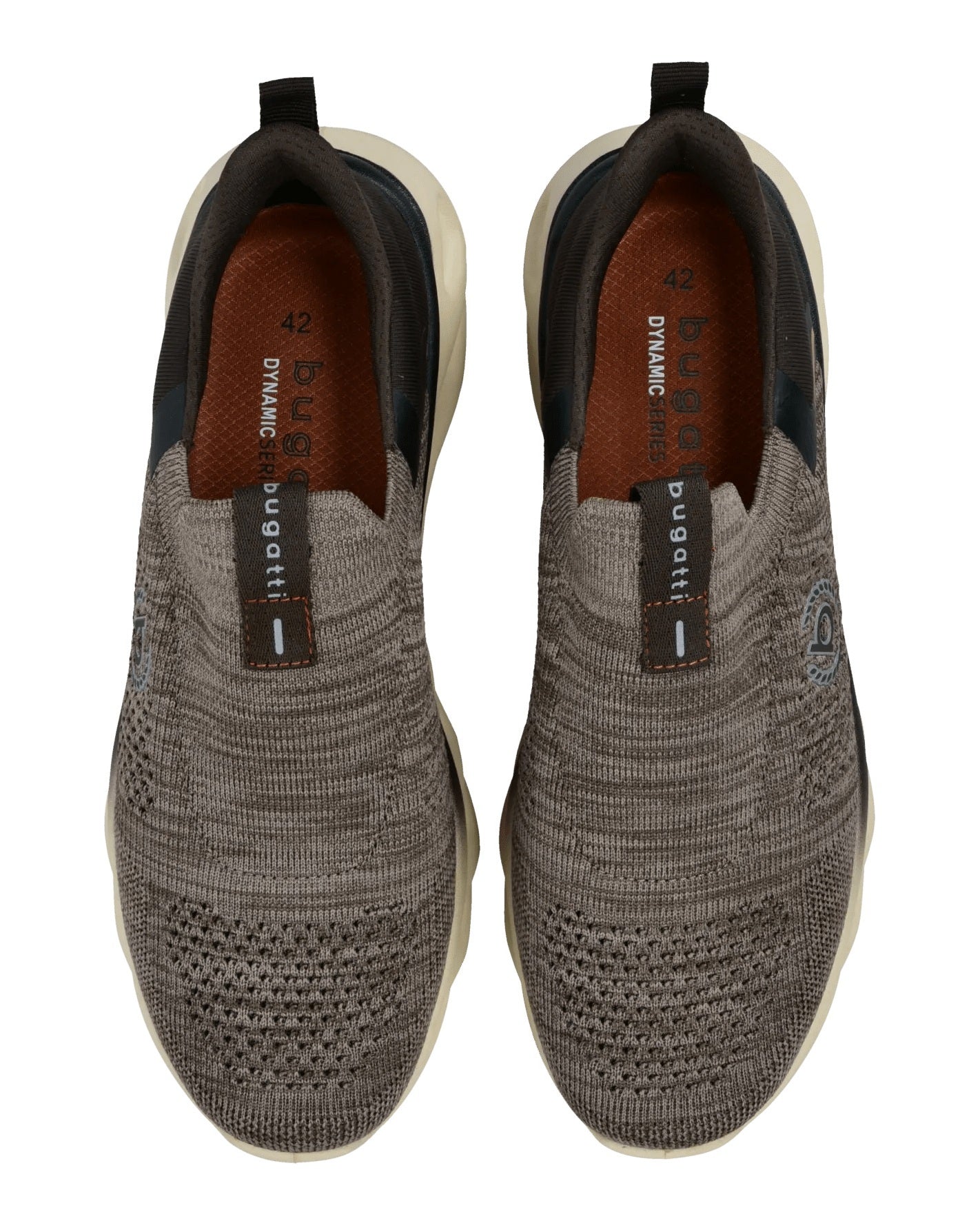 Slip-on taupe in maglia tecnica – vista dall'alto