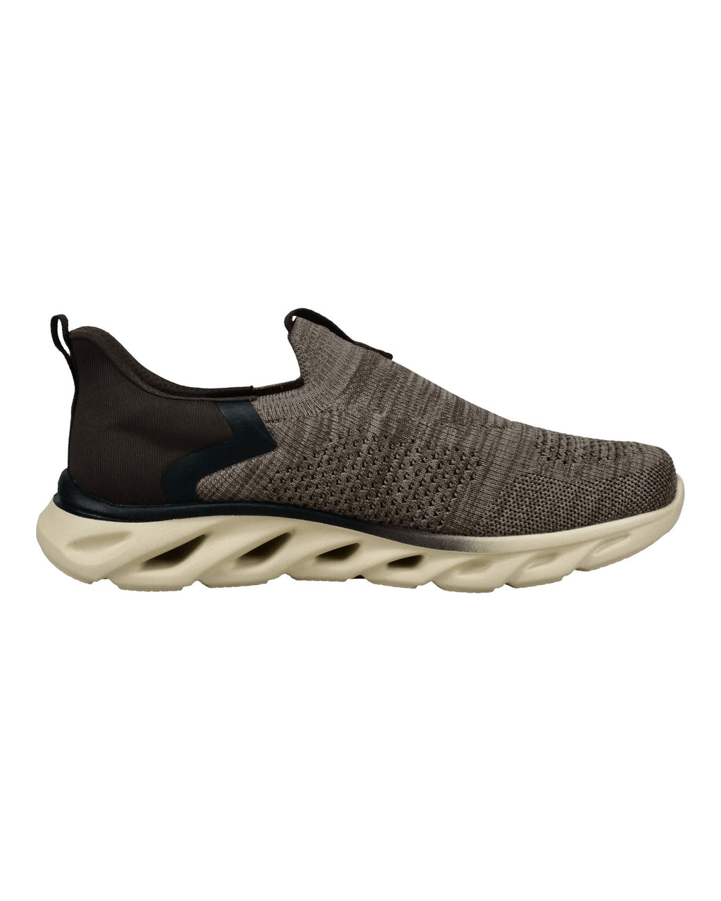 Slip-on taupe in maglia tecnica – lato interno