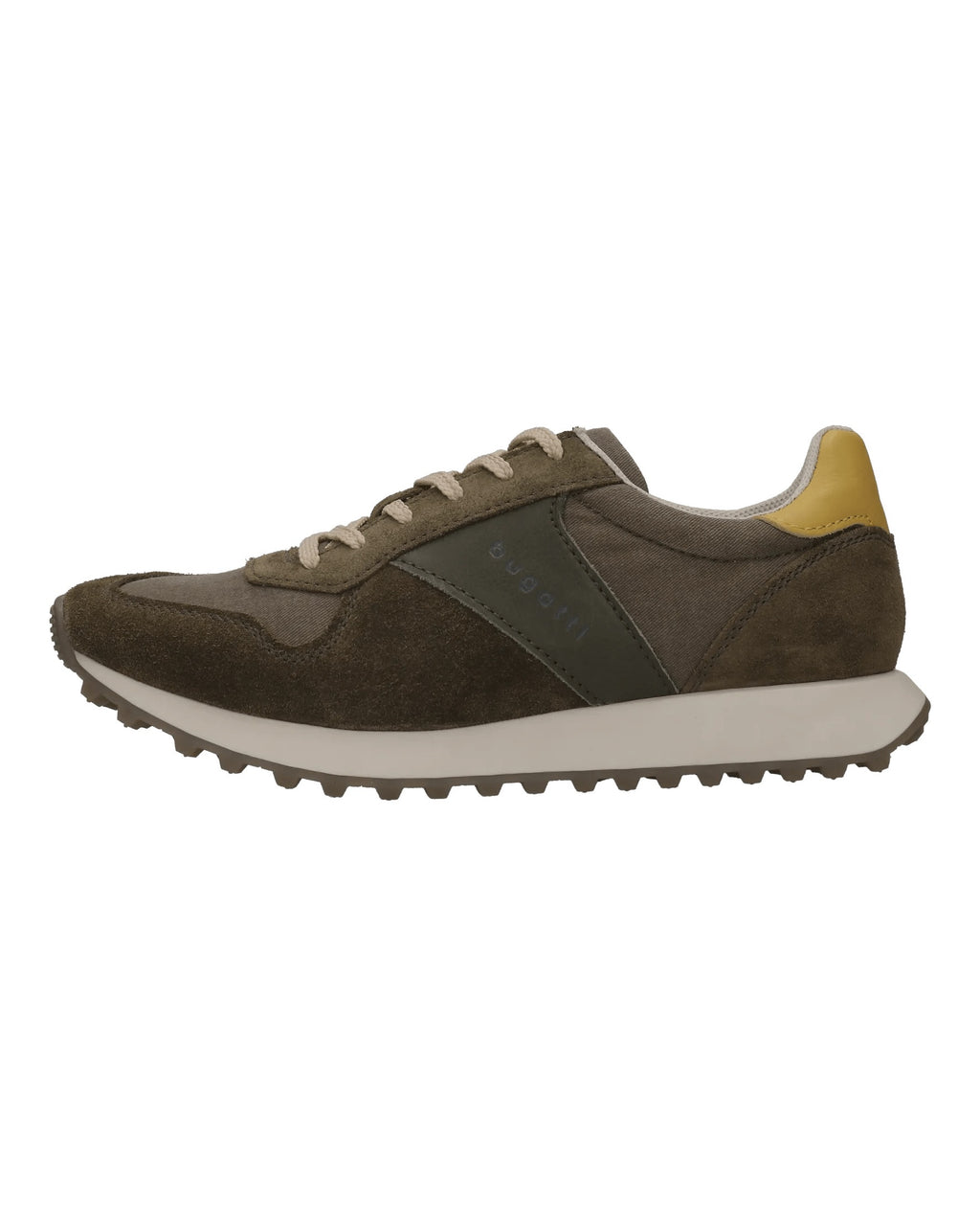 Sneaker verde oliva in camoscio e nylon – lato esterno