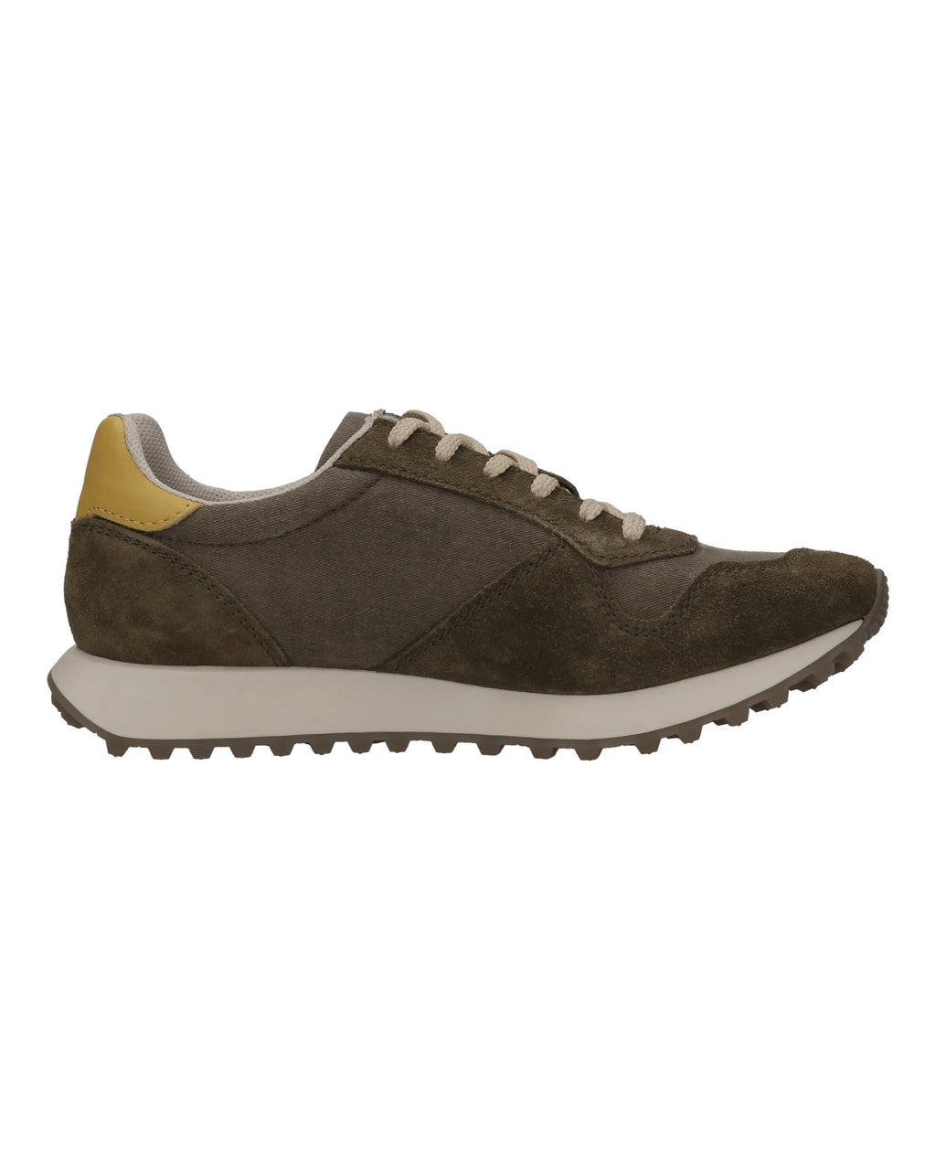 Sneaker verde oliva in camoscio e nylon – lato interno