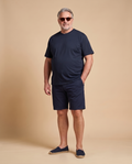 T-shirt blu scuro in cotone — EXTRA LARGE